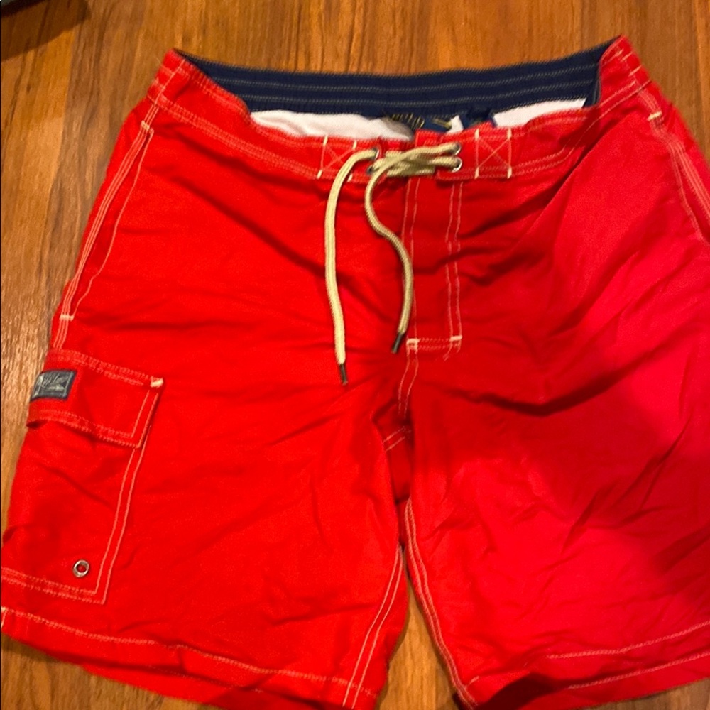 Polo by Ralph Lauren Red Board Shorts with Drawstring Waist